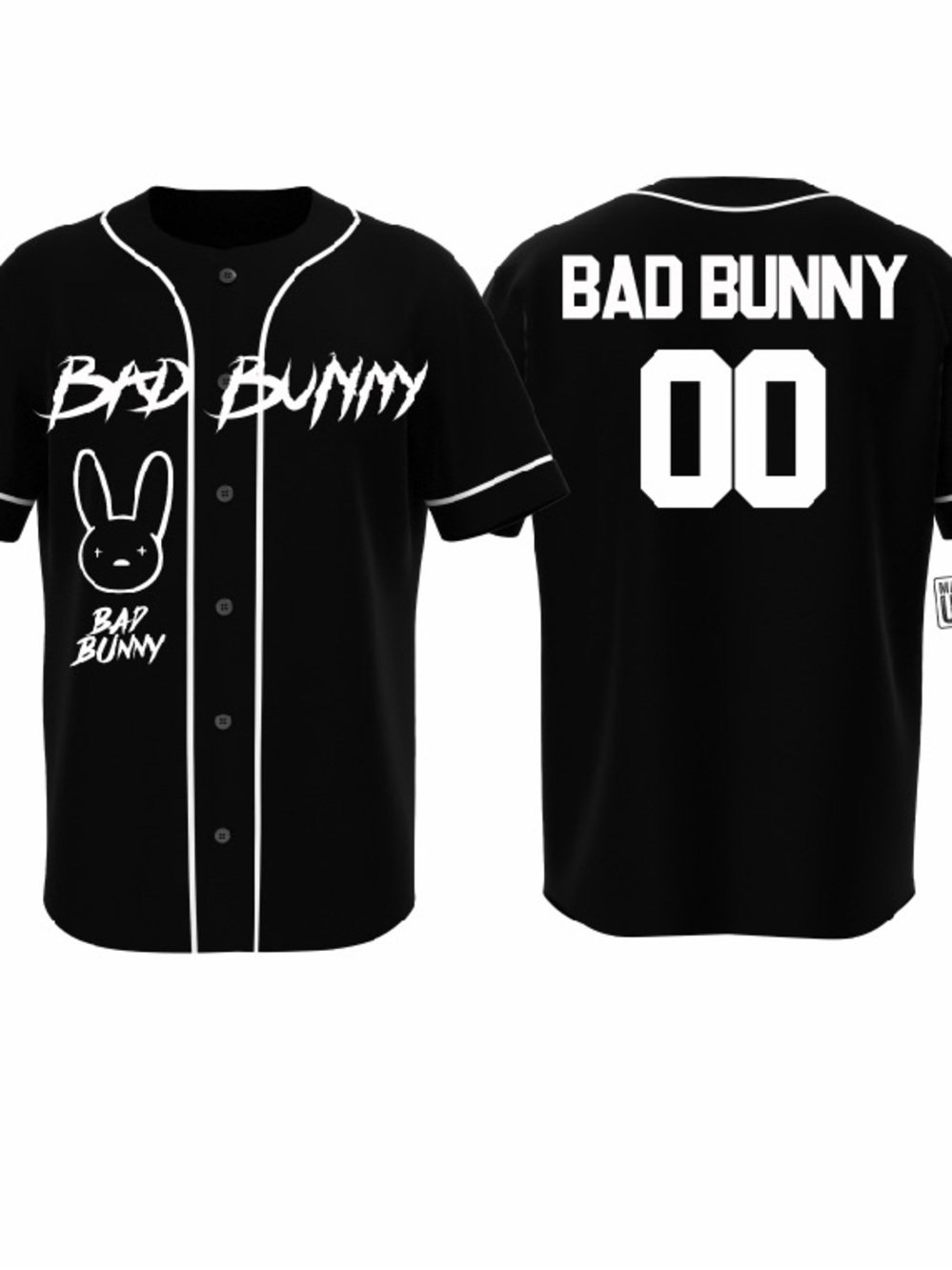 Bad Bunny Black Baseball Jersey with White Trim